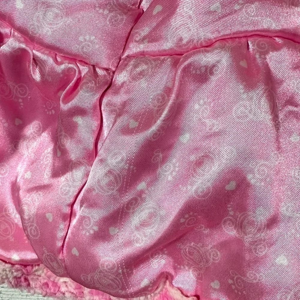Disney Princess pink checkered faux fur button up coat size 2T
